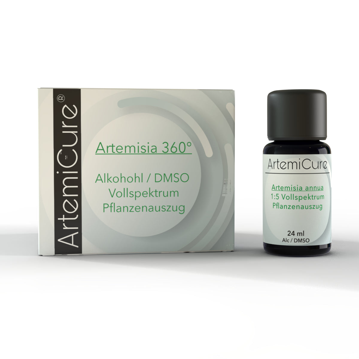 ArtemiCure® Artemisia 360° – eine Packung. Hochwertiger Artemisia annua  Alkohol/DMSO Vollspektrum-Pflanzenauszug 1:5 mit 24 ml pro Flasche.