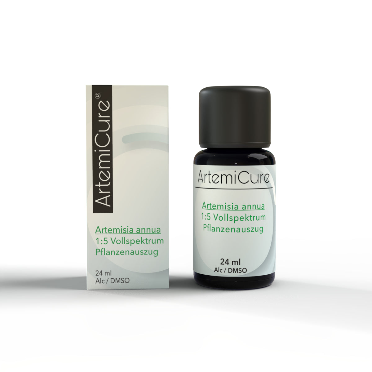 ArtemiCure® Artemisia annua 1:5 Vollspektrum-Pflanzenauszug – 24 ml Flasche mit Alkohol/DMSO-Extrakt. Hochwertiger Artemisia-Extrakt für vielseitige Anwendungen mit pflanzlichen Inhaltsstoffen.